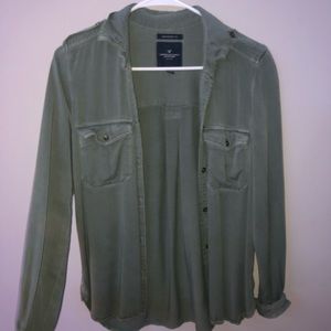 Olive green flannel shirt